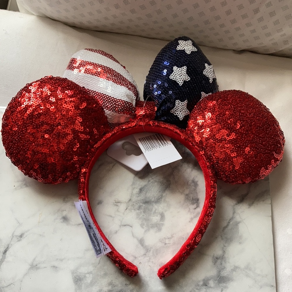 NWT Minnie Mouse Patriotic Sequin Disneyland Ears - Picture 3 of 3